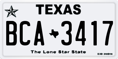 TX license plate BCA3417