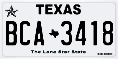 TX license plate BCA3418