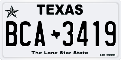TX license plate BCA3419