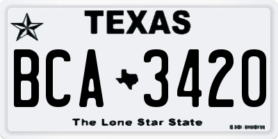 TX license plate BCA3420