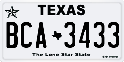 TX license plate BCA3433