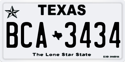 TX license plate BCA3434