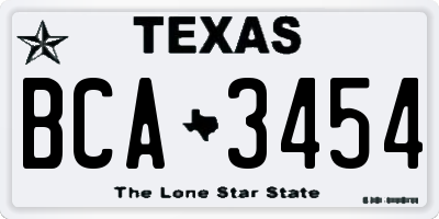 TX license plate BCA3454