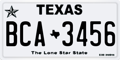 TX license plate BCA3456