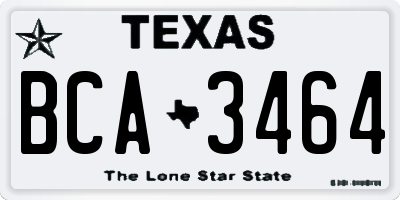 TX license plate BCA3464