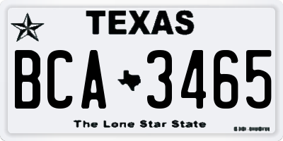 TX license plate BCA3465