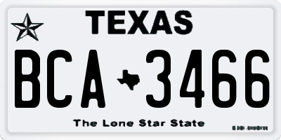 TX license plate BCA3466