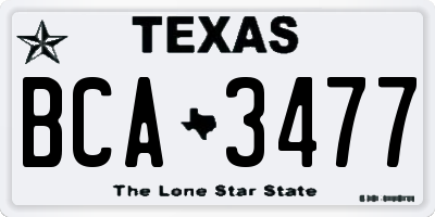 TX license plate BCA3477