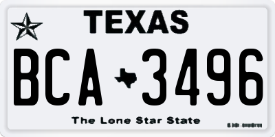TX license plate BCA3496