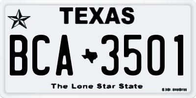 TX license plate BCA3501