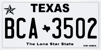 TX license plate BCA3502