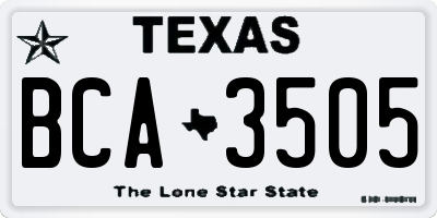 TX license plate BCA3505