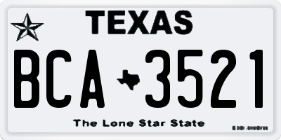 TX license plate BCA3521