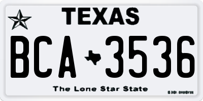 TX license plate BCA3536