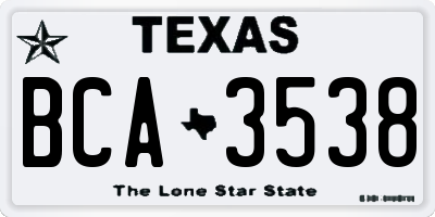 TX license plate BCA3538