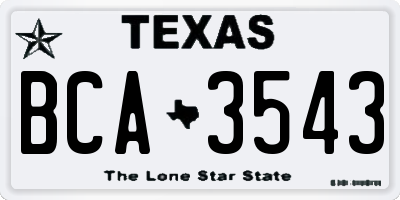 TX license plate BCA3543