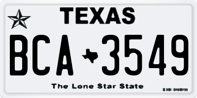 TX license plate BCA3549