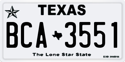 TX license plate BCA3551