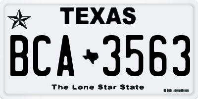 TX license plate BCA3563