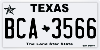 TX license plate BCA3566