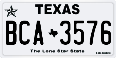 TX license plate BCA3576