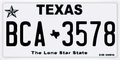 TX license plate BCA3578