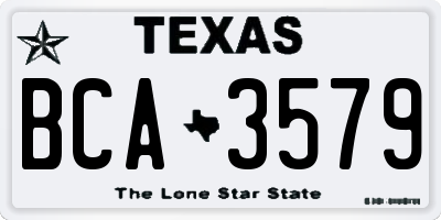 TX license plate BCA3579