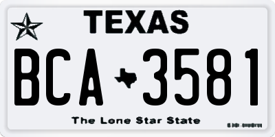 TX license plate BCA3581