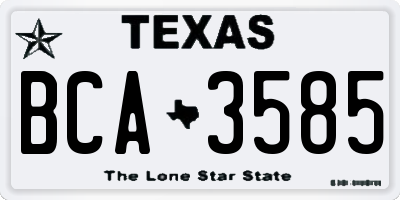 TX license plate BCA3585