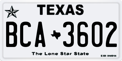TX license plate BCA3602