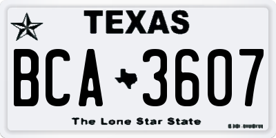 TX license plate BCA3607