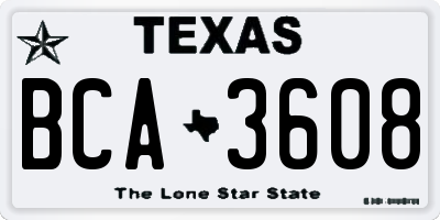 TX license plate BCA3608