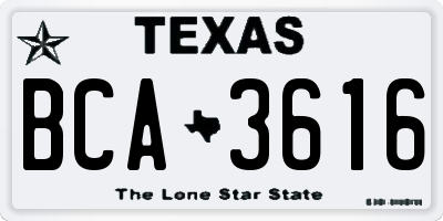 TX license plate BCA3616