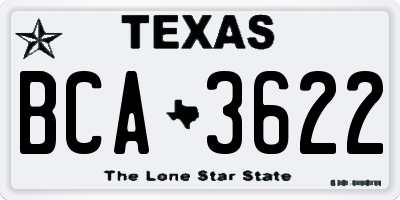 TX license plate BCA3622