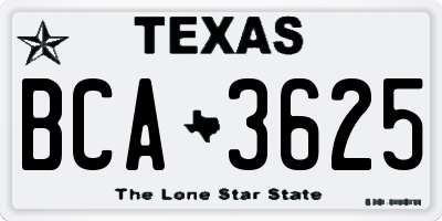 TX license plate BCA3625