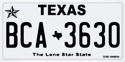 TX license plate BCA3630