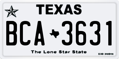 TX license plate BCA3631