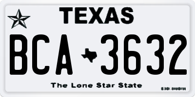 TX license plate BCA3632