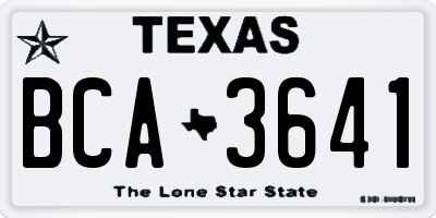 TX license plate BCA3641