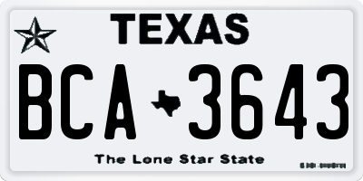 TX license plate BCA3643
