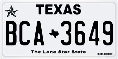 TX license plate BCA3649