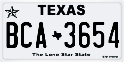 TX license plate BCA3654