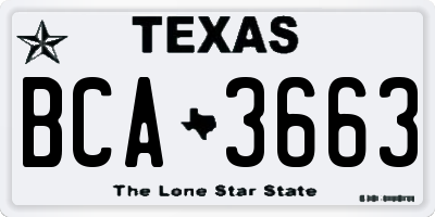TX license plate BCA3663