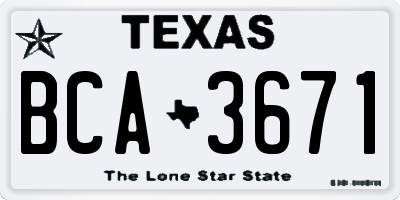 TX license plate BCA3671