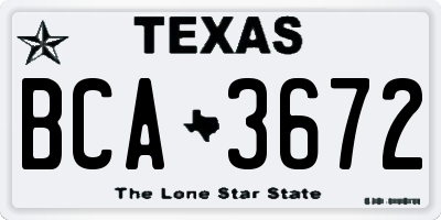 TX license plate BCA3672