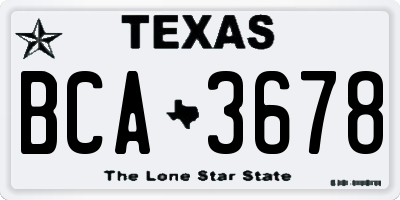 TX license plate BCA3678