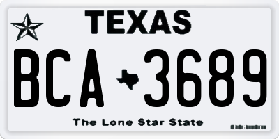 TX license plate BCA3689