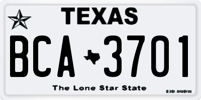 TX license plate BCA3701