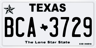 TX license plate BCA3729