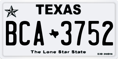 TX license plate BCA3752